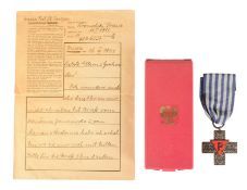 POST WAR POLISH AUSCHWITZ SURVIVORS CROSS & LETTER