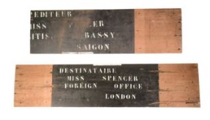 TWO WOODEN PANELS - SAIGON EMBASSY INTEREST