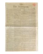 19TH CENTURY 1808 THE STATESMAN NEWSPAPER