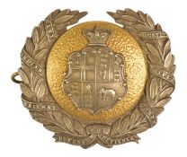19TH CENTURY EAST INDIAN RAILWAY VOLUNTEER RIFLE CORPS HELMET BADGE