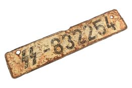 WWII SECOND WORLD WAR WAFFEN SS NUMBER PLATE