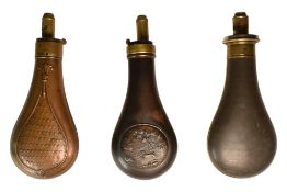 COLLECTION OF 19TH CENTURY COPPER POWDER FLASKS