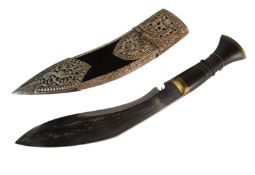 VINTAGE NAPELESE KUKRI KNIFE WITH ORNATE SHEATH