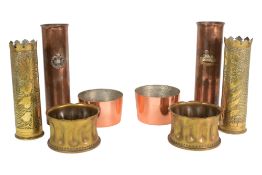 COLLECTION OF BRITISH TRENCH ART ARTILLERY SHELLS