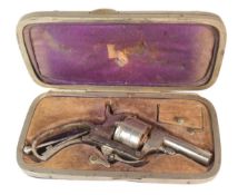 19TH CENTURY CASED PINFIRE POCKET REVOLVER