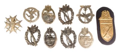 COLLECTION OF POST WAR MADE THIRD REICH BADGES