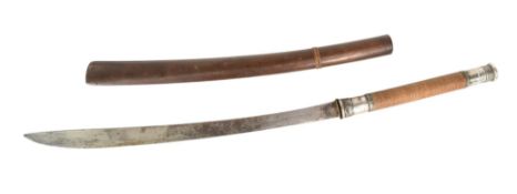BURMESE SILVER HILTED DHA SWORD