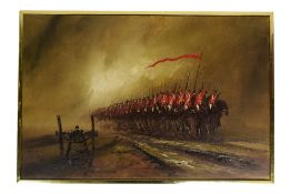 JOHN BAMPFIELD (B. 1947) - CHARGE OF THE LIGHT BRIGADE OIL ON CANVAS
