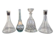 COLLECTION OF FOUR LATE 20TH CENTURY GLASS DECANTERS