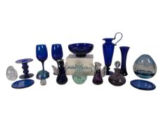 STUDIO ART GLASS - COLLECTION OF BRISTOL BLUE & CAITHNESS EXAMPLES