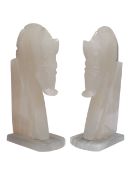 PAIR OF MID CENTURY ALABASTER BOOKENDS IN THE FOR OF HORSE HEADS