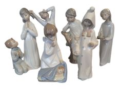 LLADRO - COLLECTION OF SIX LATE 20TH CENTURY PORCELAIN FIGURES