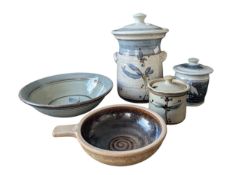 DAVID WINKLEY - COLLECTION OF LATE 20TH CENTURY VELLOW STUDIO POTTERY