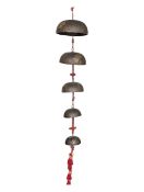 SET OF FIVE JAPANESE BRONZE HANGING TEMPLE BELLS