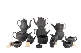 COLLECTION OF LATE 18TH / 19TH CENTURY BLACK BASALT EARTHENWARE