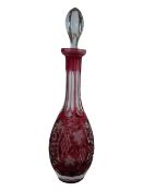 EARLY 20TH CENTURY CRANBERRY CUT GLASS DECANTER
