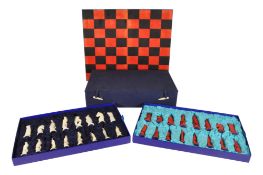MID CENTURY CHINESE CARVED BONE BIRD CHESS SET