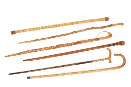 COLLECTION OF SIX VINTAGE 20TH CENTURY CARVED WALKING STICKS