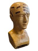 A L VACO - 19TH CENTURY PLASTER PHRENOLOGY CARVED PORTRAIT BUST