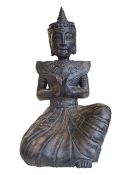 20TH CENTURY THAI TEPPANOM ANGEL CARVED HARDWOOD FIGURE