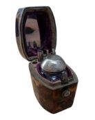EARLY 20TH CENTURY MINIATURE TRAVELLING TORTOISESHELL INKWELL