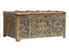 19TH CENTURY HEAVY BRASS CASKET BOX