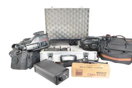 THREE VINTAGE HOME VIDEO RECORDING CAMCORDERS