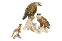 KARL ENS - VINTAGE 20TH CENTURY EAGLE FIGURINE W/ ANOTHER GERMAN EXAMPLE
