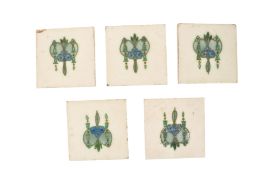 FIVE ENGLISH 19TH CENTURY ART NOUVEAU STYLE CERAMIC TILES