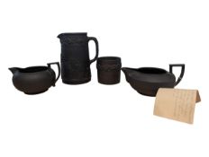 WEDGWOOD - FOUR EARLY 19TH CENTURY BLACK BASALT STONEWARE PIECES