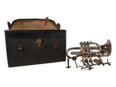 W. BROWN & SONS - EARLY 20TH CENTURY THREE VALVE SILVER PLATED BRASS CORNET