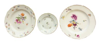 MEISSEN - THREE 18TH / 19TH CENTURY FLORAL PORCELAIN PLATES