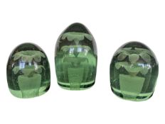 THREE 19TH CENTURY VICTORIAN NAILSEA GLASS DUMP PAPERWEIGHTS