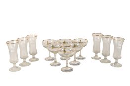 SIX VINTAGE BABYCHAM COUPE GLASSES AND SIX VINTAGE PONY GLASSES