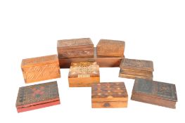 COLLECTION OF 20TH CENTURY VINTAGE LIDDED WOODEN BOXES