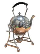 JOHN ROUND & SON - MID 19TH CENTURY SILVER PLATE SPIRIT KETTLE ON STAND