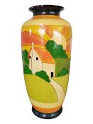 LARGE 20TH CENTURY FLOORSTANDING CERAMIC CLARICE CLIFF STYLE VASE
