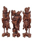TRIO OF EARLY 20TH CENTURY CARVED ROOTWOOD CHINESE IMMORTALS