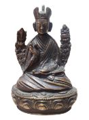 20TH CENTURY VINTAGE SMALL BRASS TIBETAN LAMA STATUE FIGURE