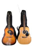TWO VINTAGE LATE 20TH CENTURY SIX STRING ACOUSTIC GUITARS