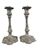 20TH CENTURY ART NOUVEAU BRASS EFFECT SPELTER CANDLESTICK HOLDERS