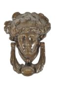 20TH CENTURY VINTAGE CAST IRON LADIES FACE DOOR KNOCKER