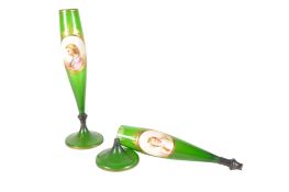 PAIR OF BOHEMIAN ENAMELLED GLASS VASES