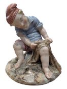 ROYAL WORCESTER - 19TH CENTURY PORCELAIN FISHERMAN BOY FIGURE