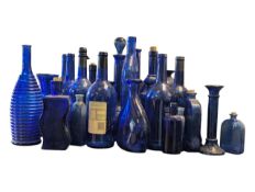 LARGE COLLECTION OF VINTAGE LATER BLUE GLASSWARE