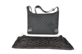 GUCCI - 1990S DESIGNER BLACK NYLON MONOGRAM SHOULDER BAG