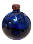 19TH CENTURY VICTORIAN COBALT BLUE GLASS FIRE HYDRANT BOTTLE