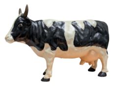 LARGE 20TH CENTURY CAST IRON COW PAINTED MONEY BOX