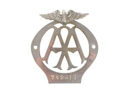 EARLY 20TH CENTURY AA AUTOMOBILE ASSOCIATION CAR BADGE