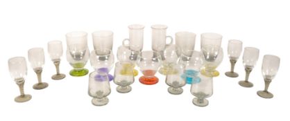 COLLECTION OF MID CENTURY SMOKED AND COLOURED DRINKING GLASSES